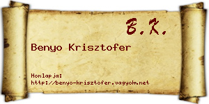Benyo Krisztofer névjegykártya